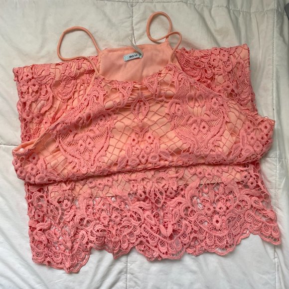 Urban Outfitters Salmon/Peach Pink Lace Dress - Picture 3 of 4